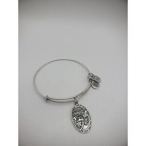 Vintage Alex and Ani Bracelet Silver Tone Rose Charm Mom Silver Tone Jewelry